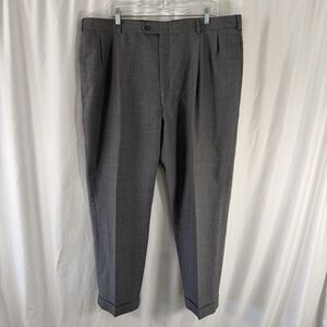 Austin Reed Wool Dress Pants Men's 40x30 Grey Pleated Button Zip Work Office
